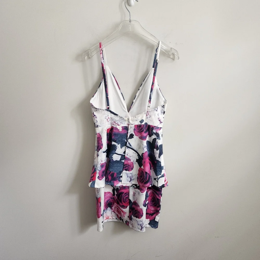 *SOLD* LULU'S | peplum strappy rose dress white pink sz XS - Picture 3 of 4